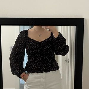Abercrombie black floral blouse